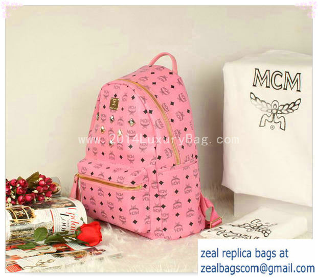 High Quality Replica MCM Stark Backpack Jumbo in Calf Leather 8006 Pink